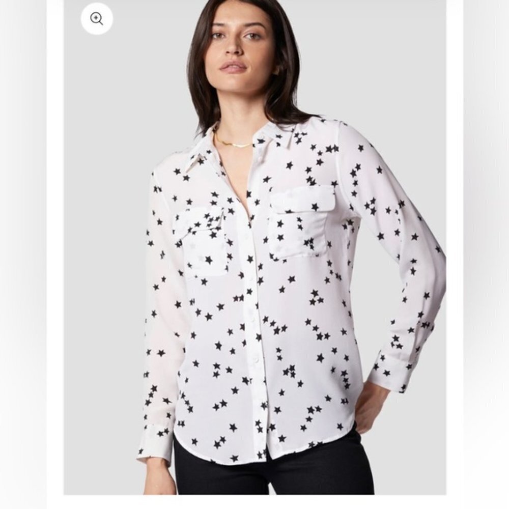 Equipment star print blouse xs white and black